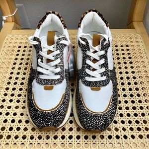 Kickoff Trainer Sneakers in Leather and Spot Mix Calf Hair